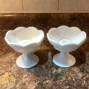VTG pair of COLONY “Harvest “ milk glass candle holders.